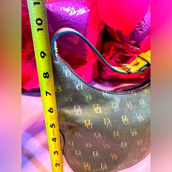 Dooney & Bourke Y2K vintage Monogram Small Hobo charcoal EUC callouts last 2 pic - Picture 6 of 14